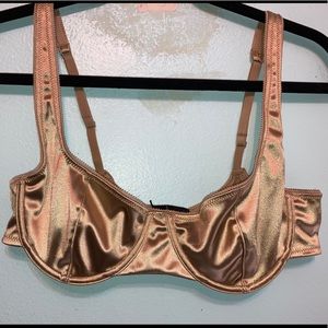 UO Out From Under underwire satin champagne bra